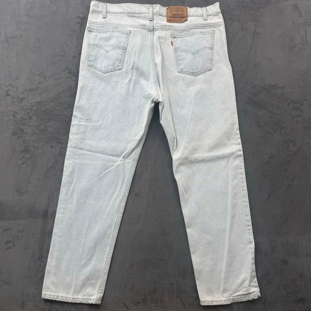 Vintage Levis 505 Orange Tab Jeans Men 42x30 Light Wash Straight Leg Made in USA
